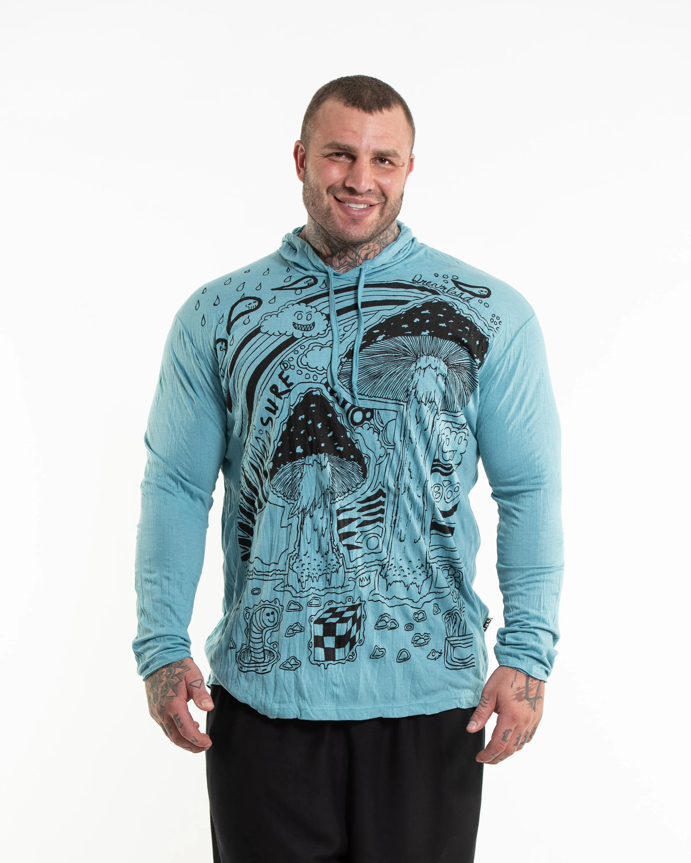 Plus Size Unisex Magic Mushroom Hoodie in Turquoise