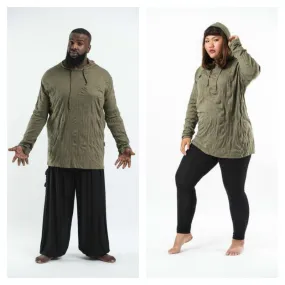 Plus Size Unisex Solid Color Hoodie in Green