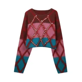 Pre Order:  Festive Sequined Lattice Short Sweater