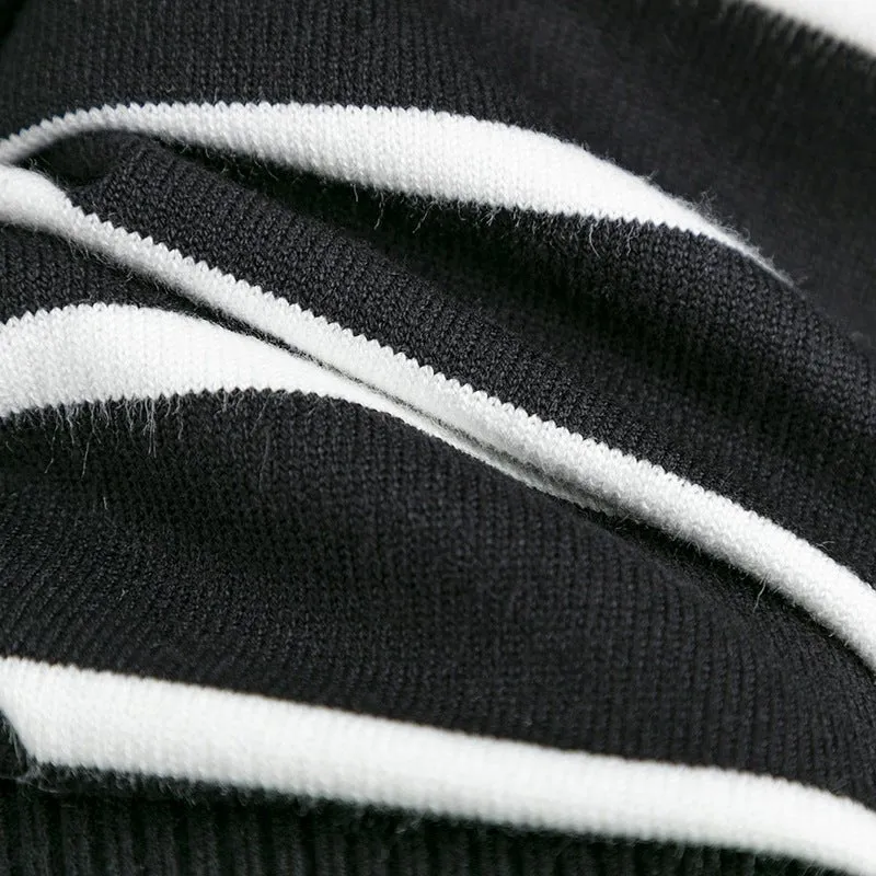 Pre Order:  Striped Ribbed Turtleneck Knit Sweater