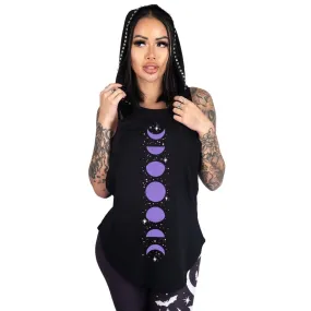 Purple Moon Phases Studded Hoodie Tank