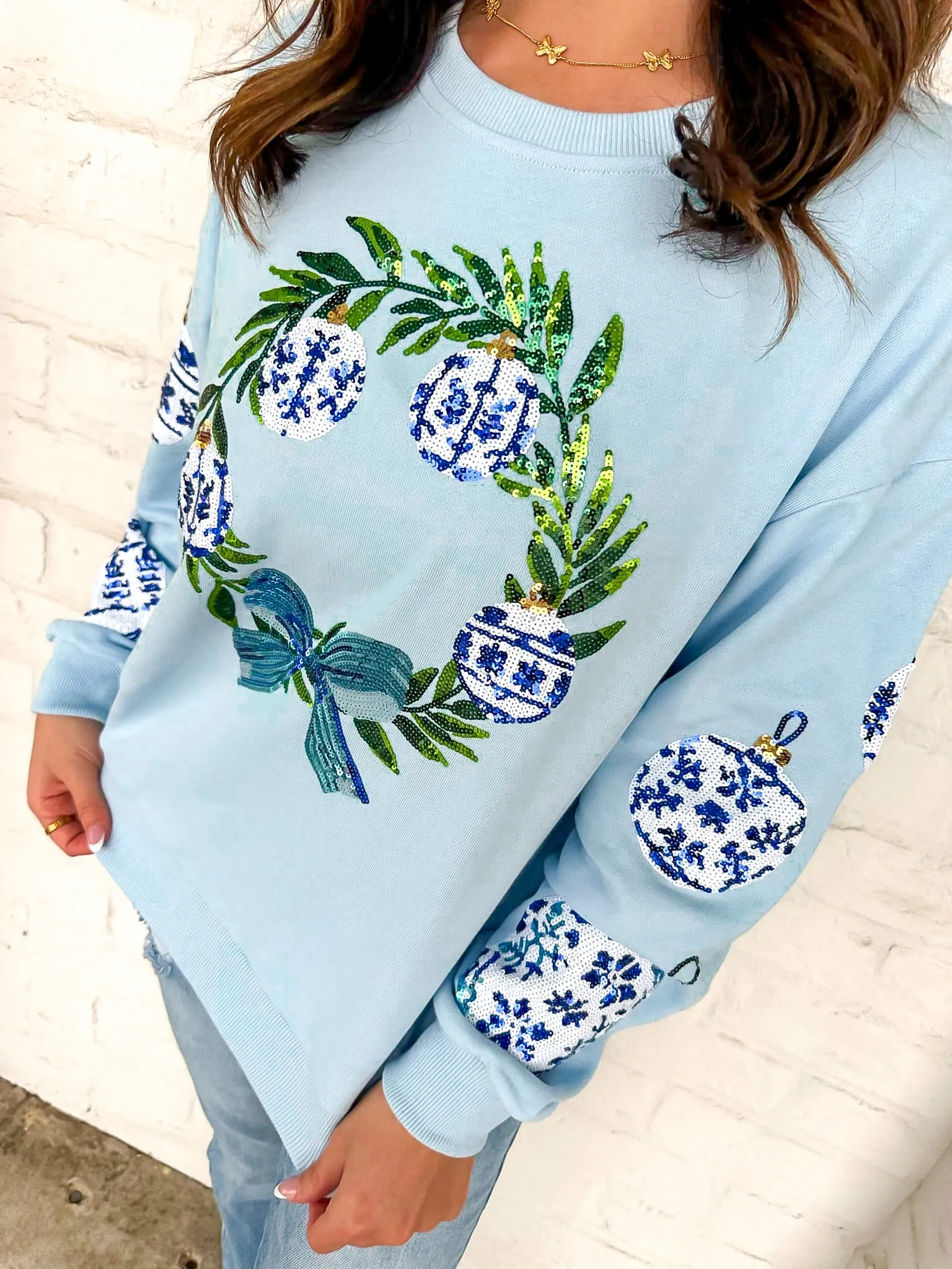 Queen Of Blue Ornament Christmas Sweater