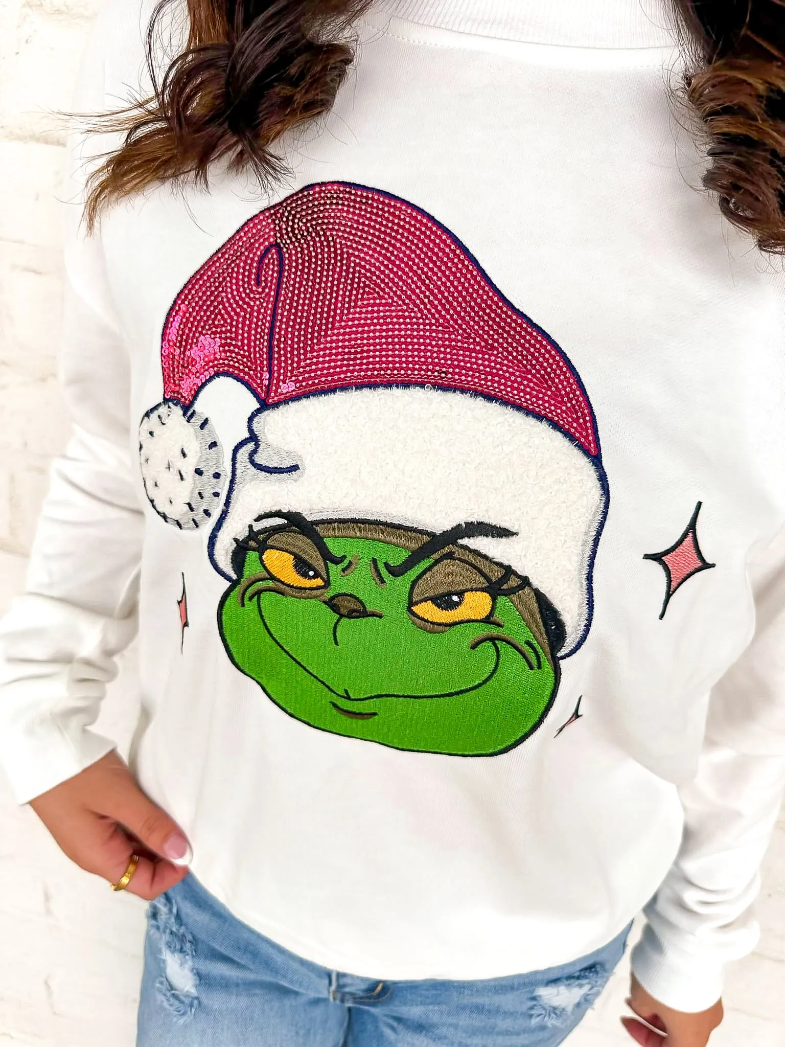 Queen Of Grinchmas Top White