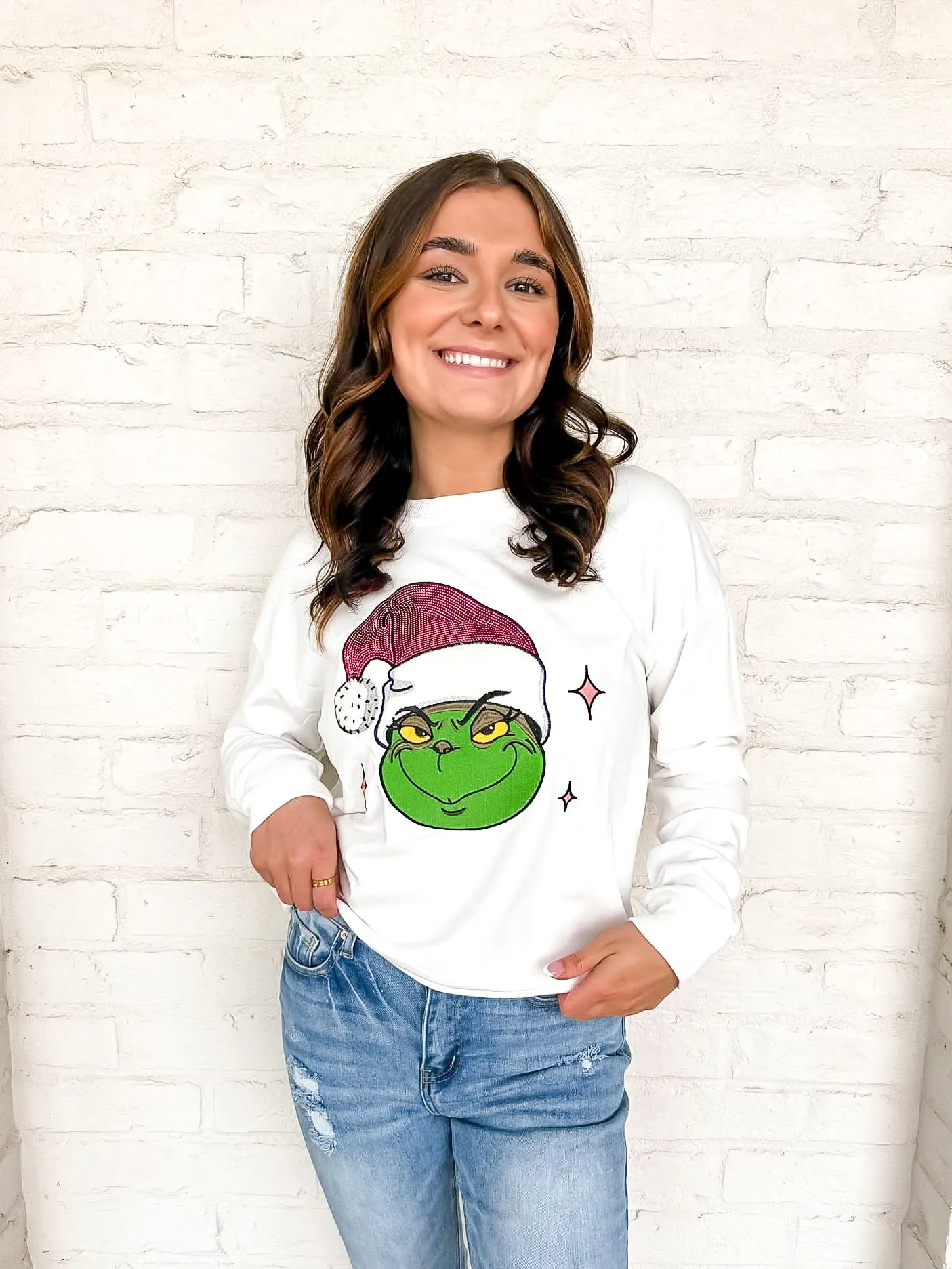 Queen Of Grinchmas Top White