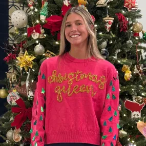 Queen of Sparkles Pink Christmas Queen Sweater