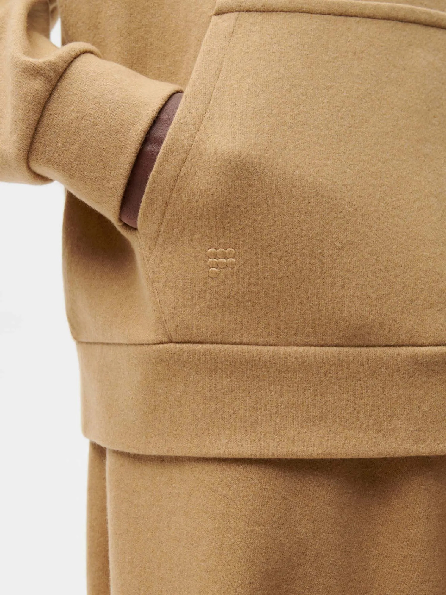 Recycled Wool Jersey Hoodie—camel