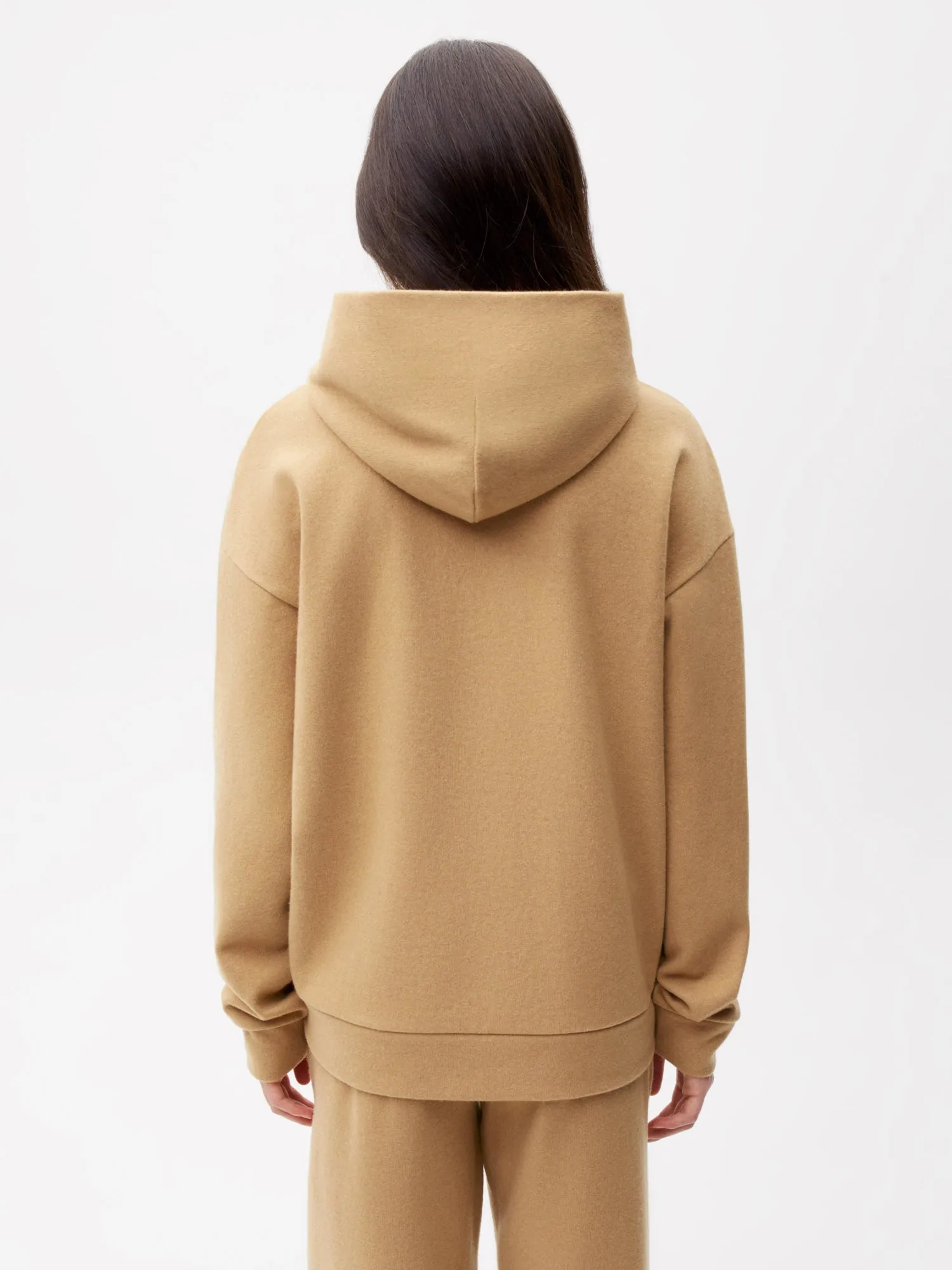 Recycled Wool Jersey Hoodie—camel