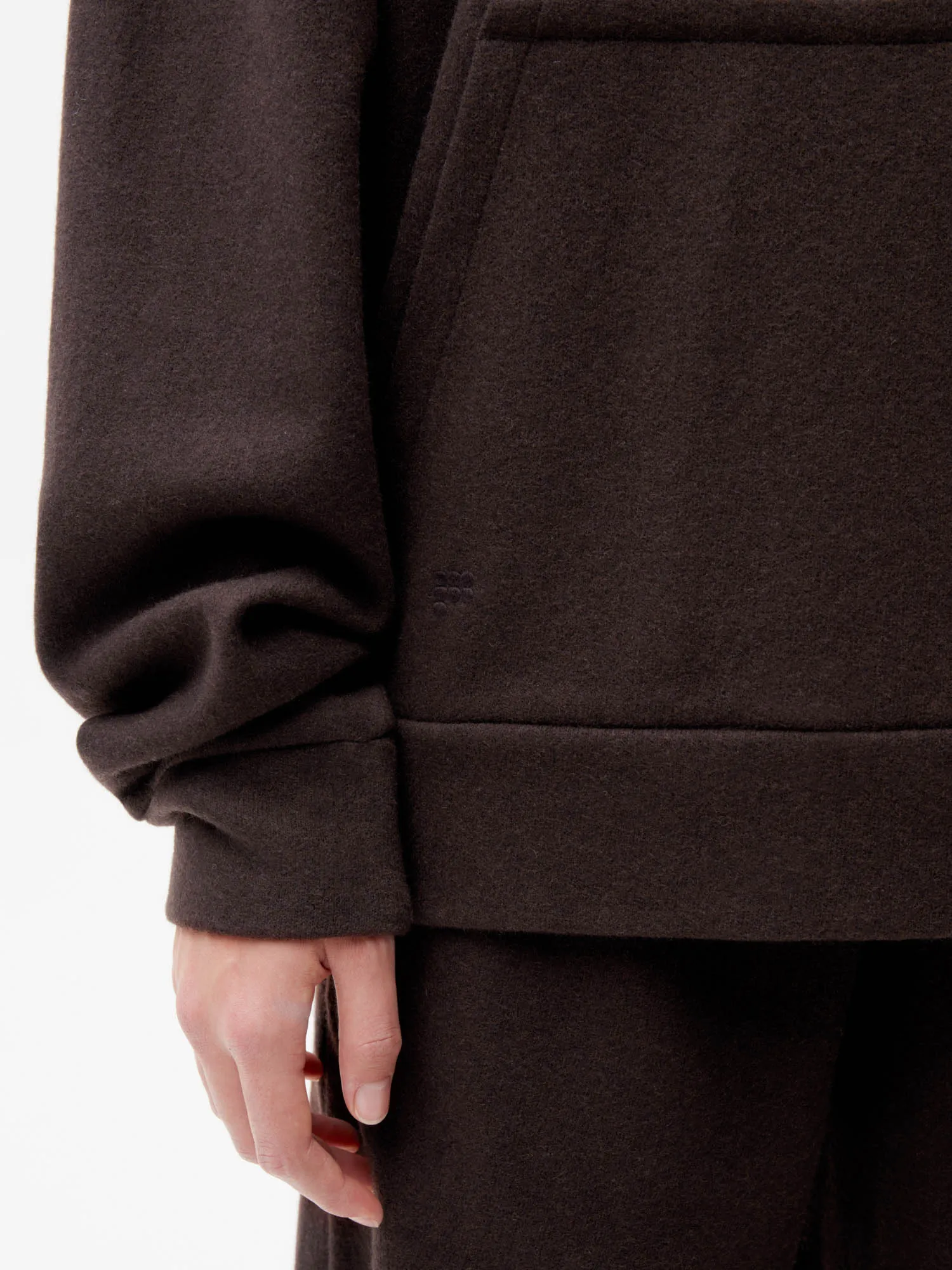 Recycled Wool Jersey Hoodie—chestnut brown