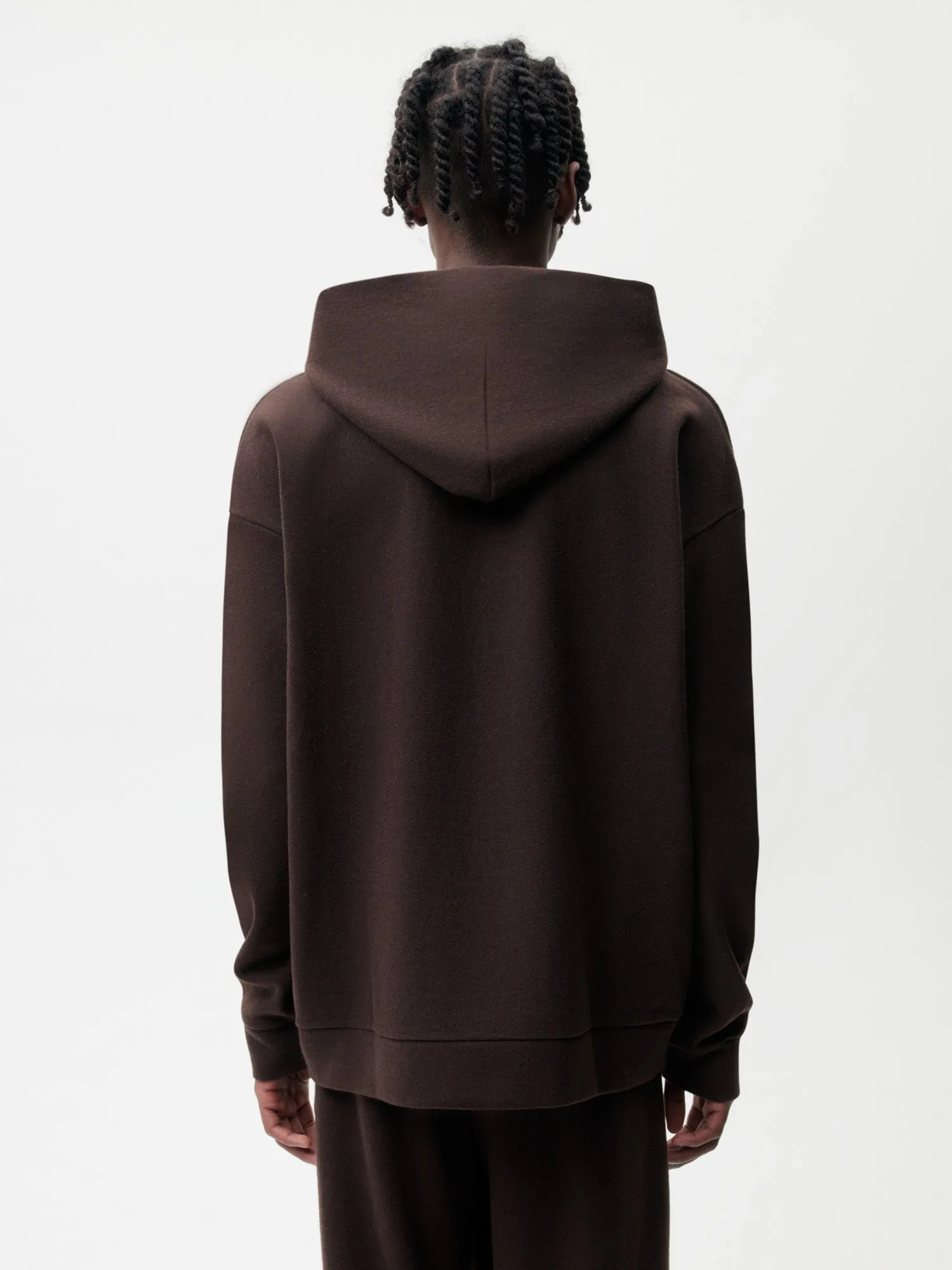 Recycled Wool Jersey Hoodie—chestnut brown