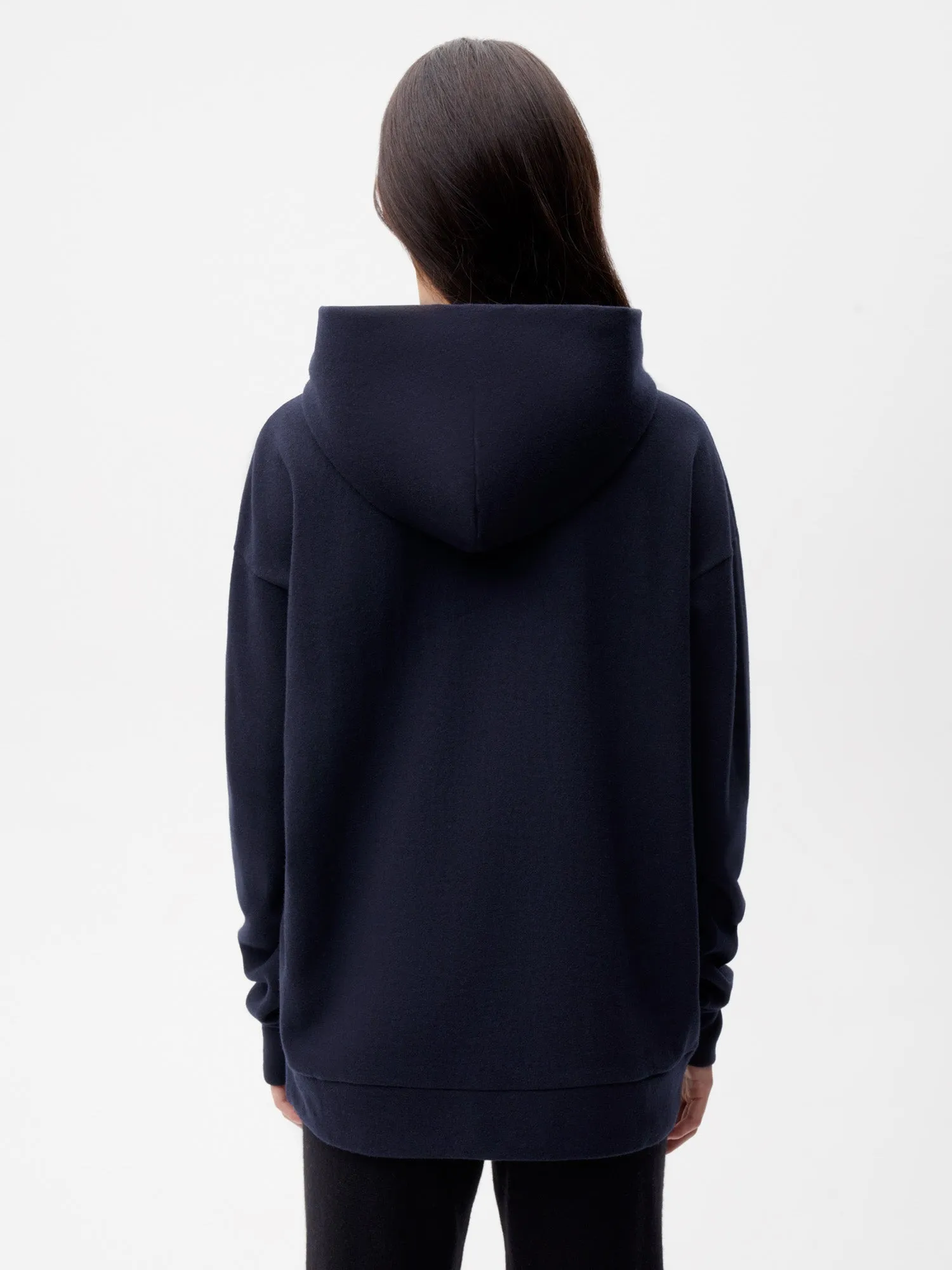 Recycled Wool Jersey Hoodie—dark navy