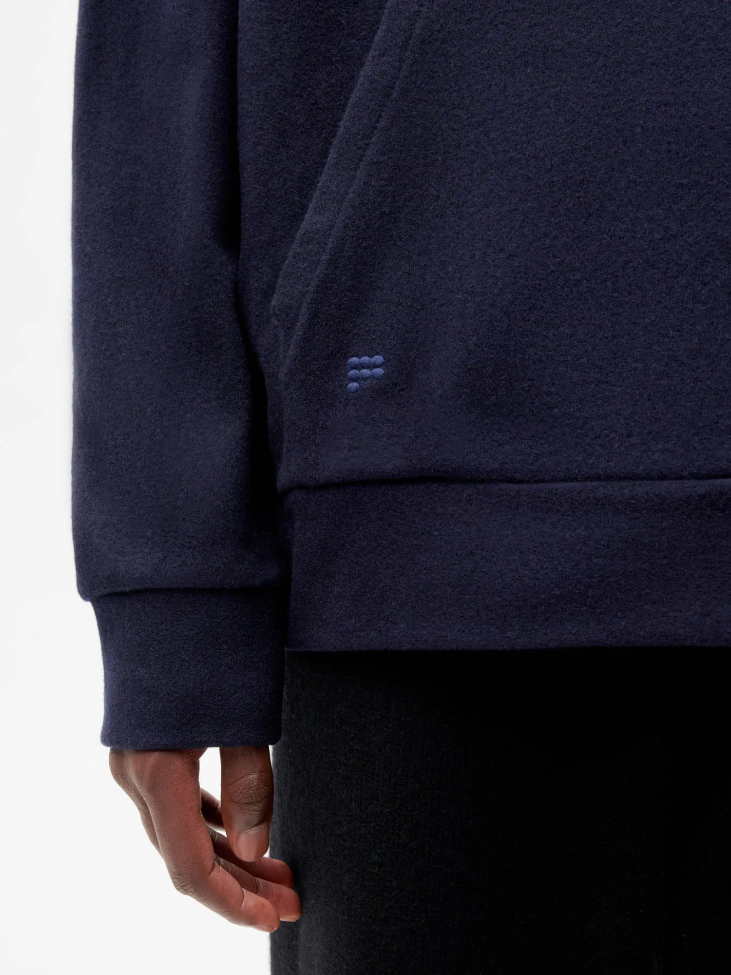 Recycled Wool Jersey Hoodie—dark navy