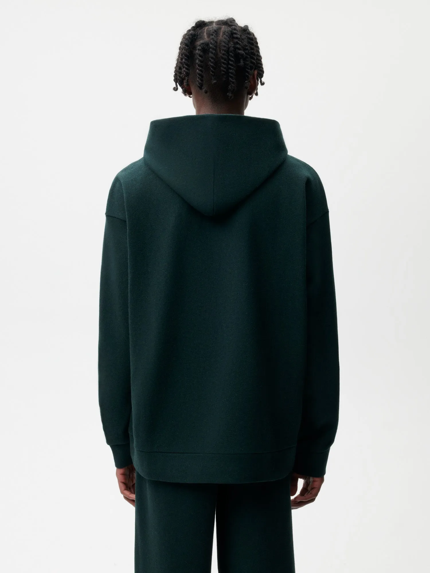 Recycled Wool Jersey Hoodie—foliage green