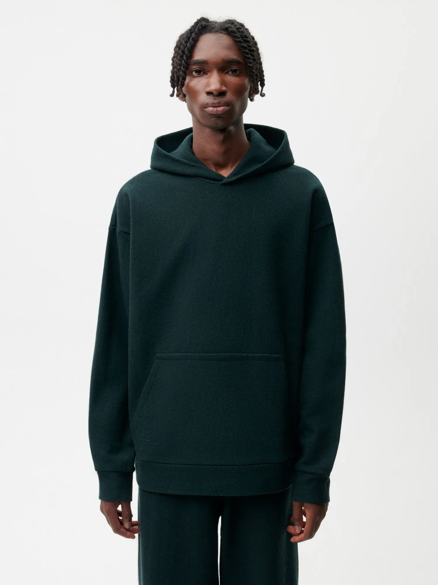 Recycled Wool Jersey Hoodie—foliage green