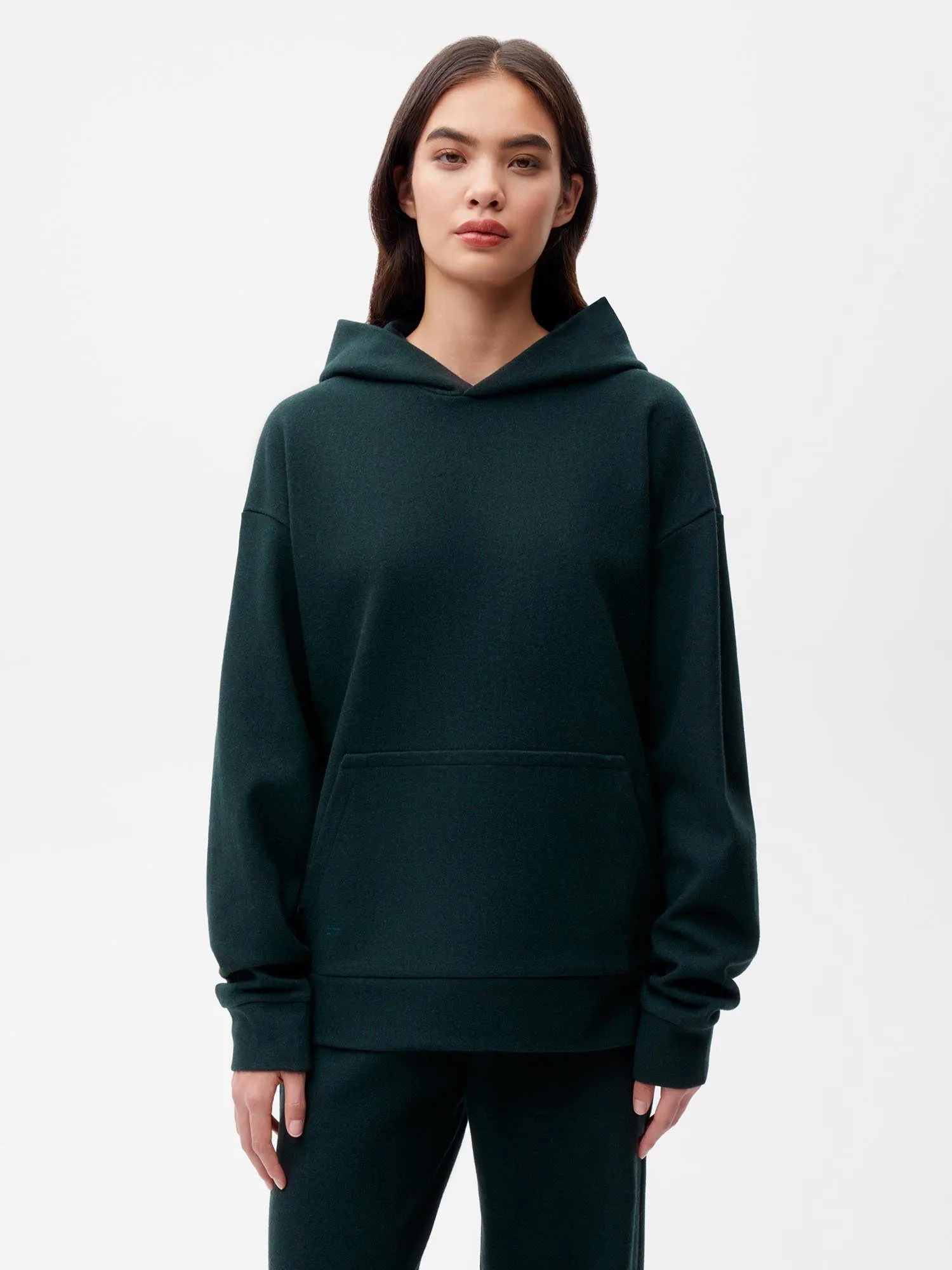 Recycled Wool Jersey Hoodie—foliage green