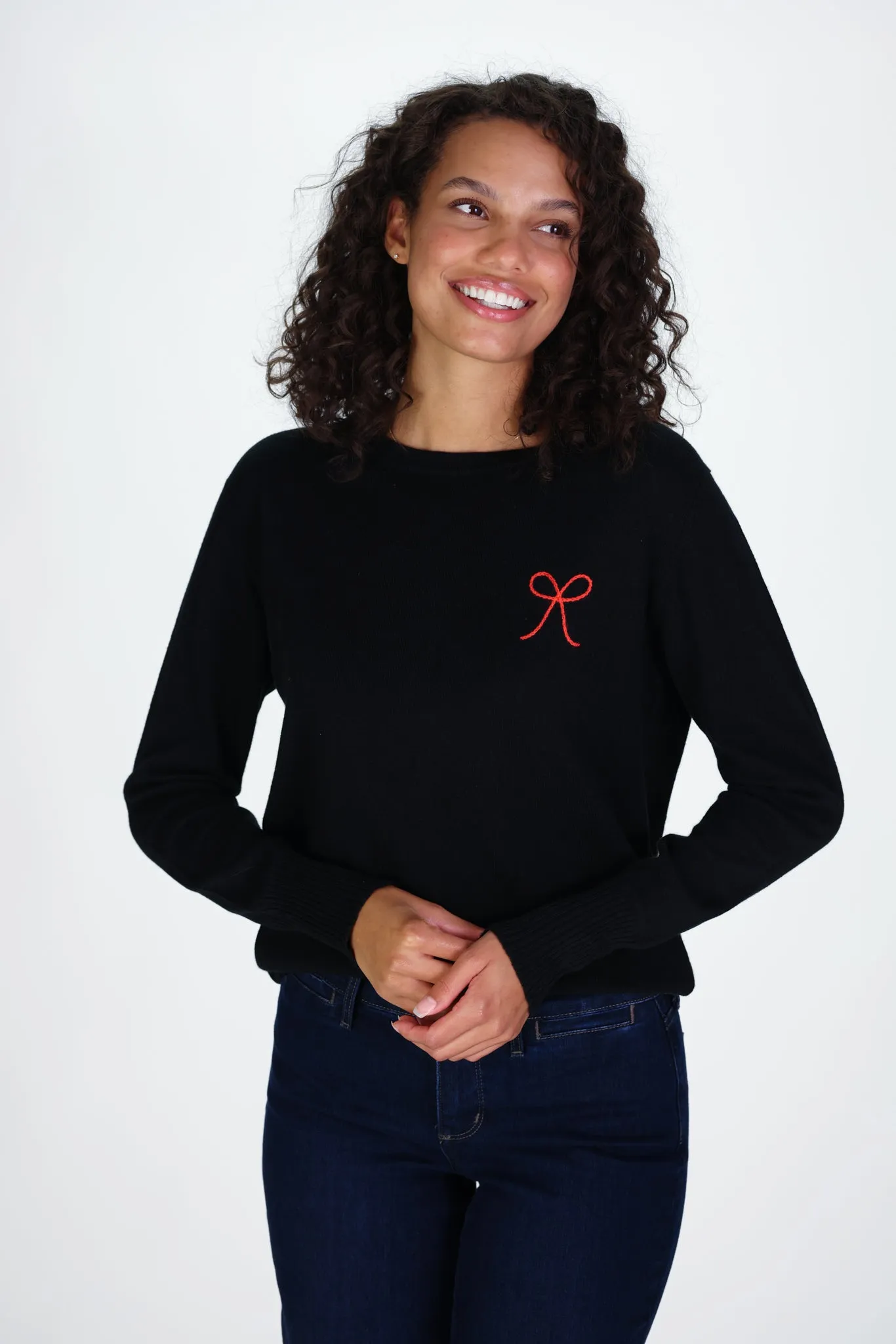 Red Bow Cotton Cashmere Sweater