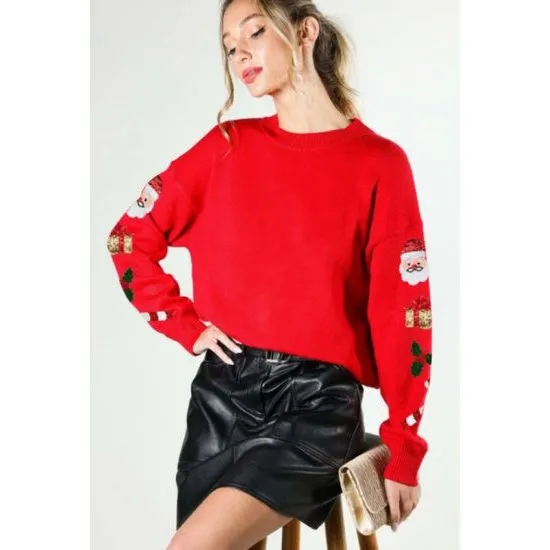 Red Festive Santa Holiday Sweater