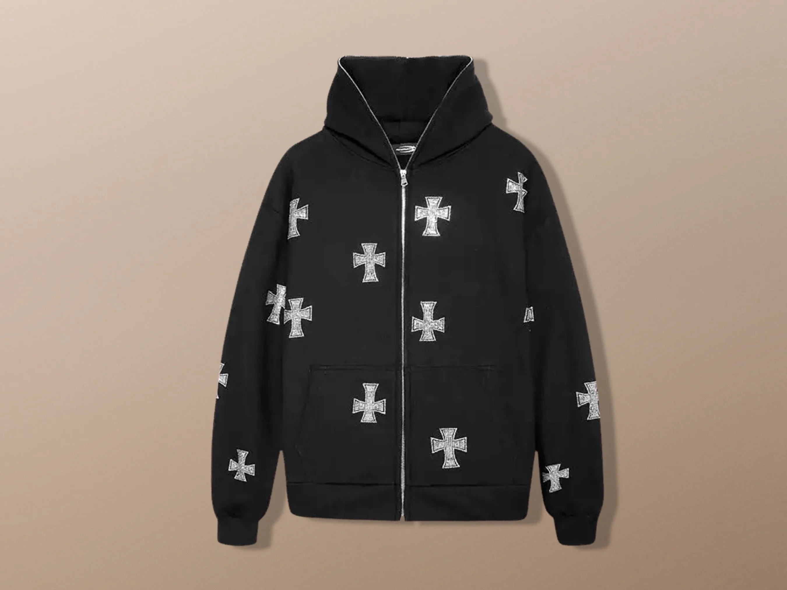 Rhinestone Harajuku Cross Grunge Punk Hoodie