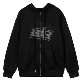 Rhinestone Letter Hoodie