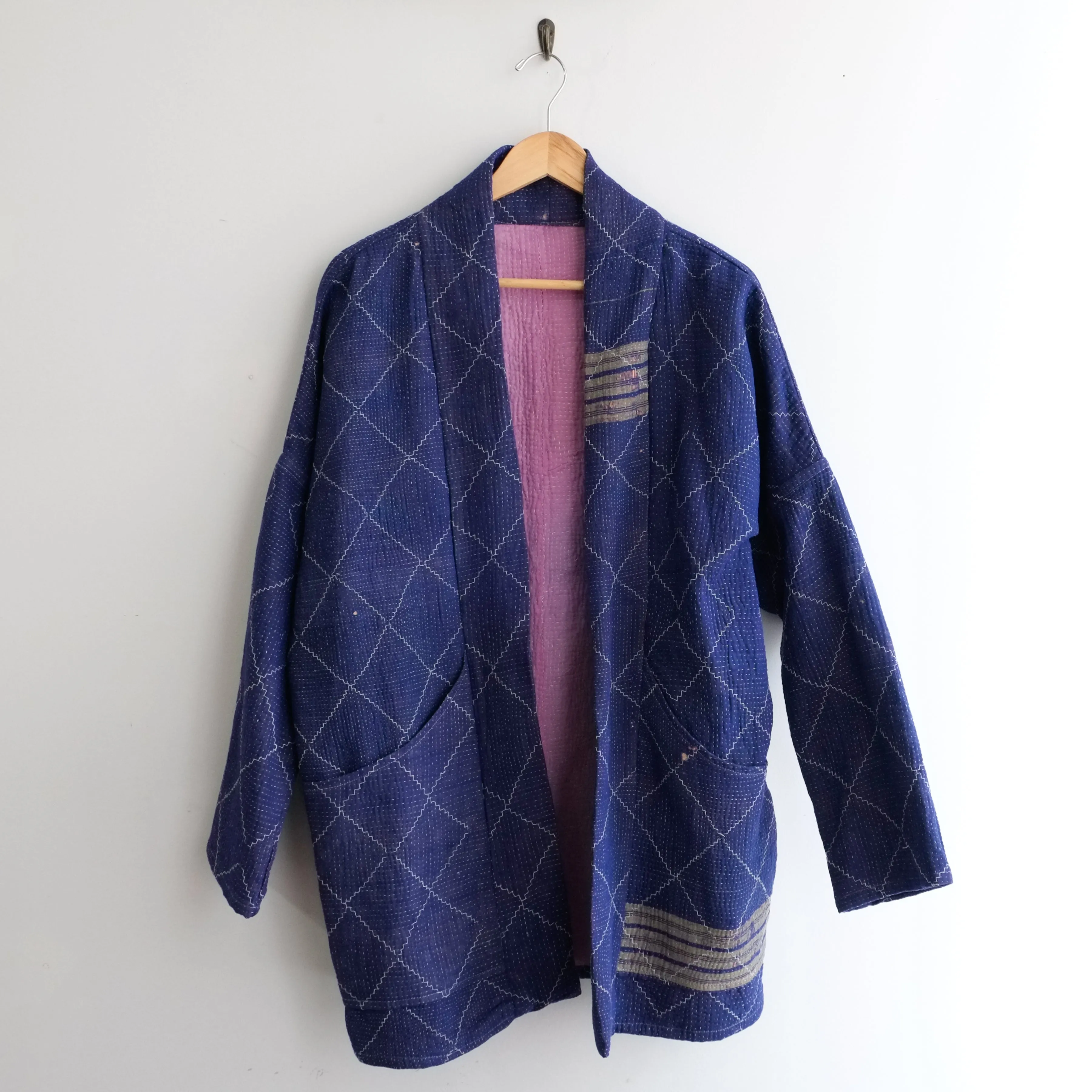 S Purple with Thin White Lattice Anoushka Jacket LL112