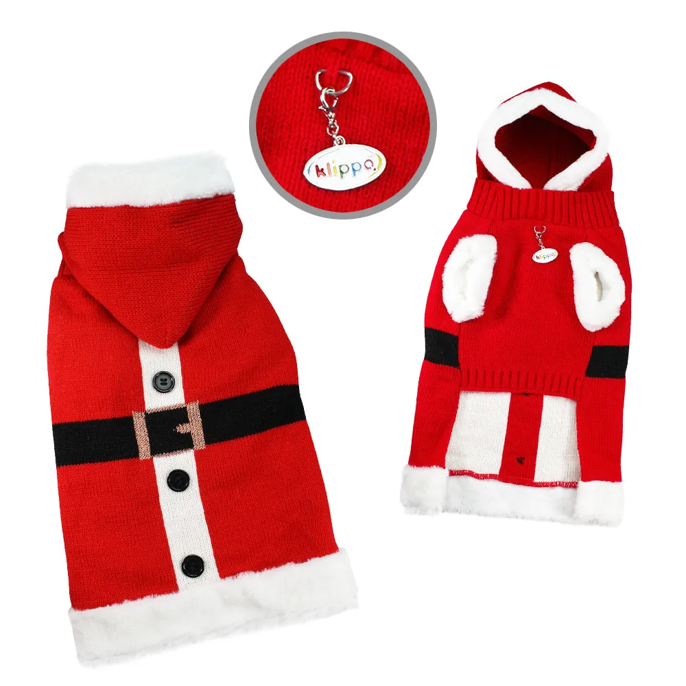 Santa Hooded Sweater with Soft Fur Trims