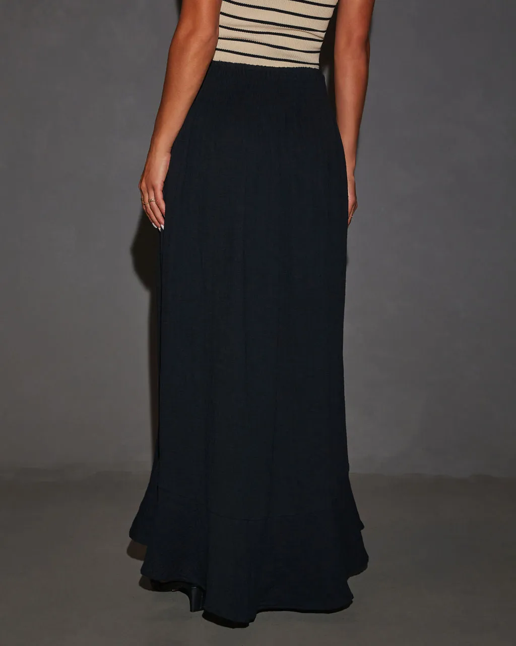 Serves Up Tie Waist Button Down Maxi Skirt