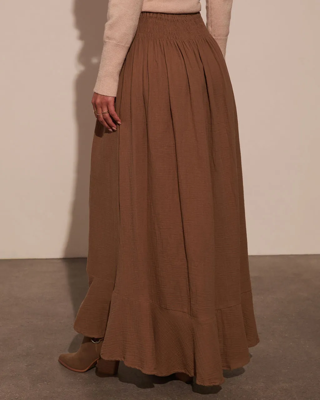 Serves Up Tie Waist Button Down Maxi Skirt