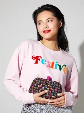 SHI Festive Holiday Sweatshirt in Pink