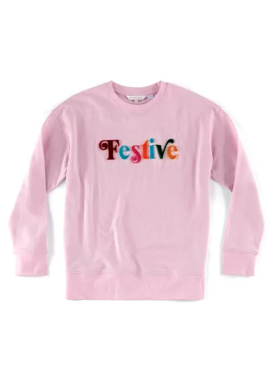 SHI Festive Holiday Sweatshirt in Pink