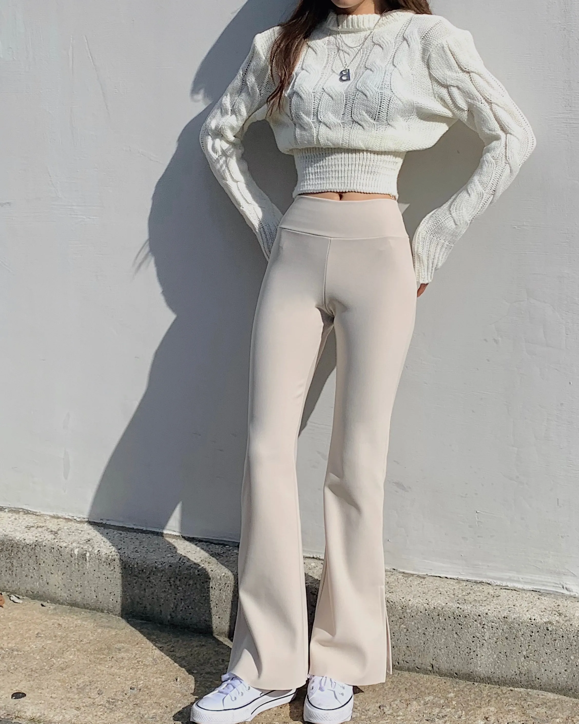 Side-Slit Flared Pants