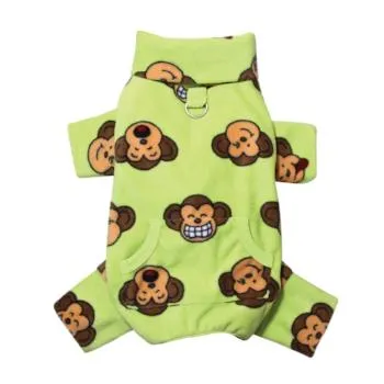 Silly Monkey Fleece Turtleneck Dog Pajamas - Lime