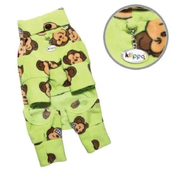 Silly Monkey Fleece Turtleneck Dog Pajamas - Lime