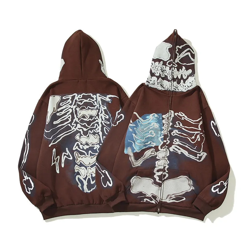 Skeleton Cactus Zip Hoodie