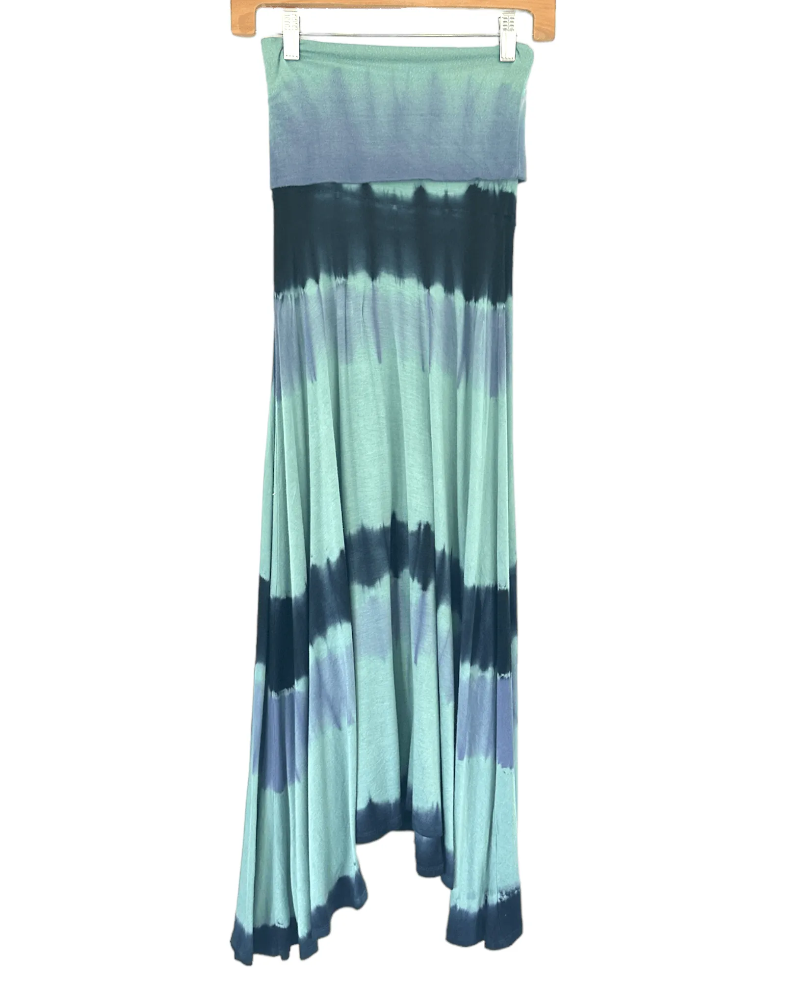 Soft Summer Tie-Dye Shark Bite Hem Maxi Skirt Dress