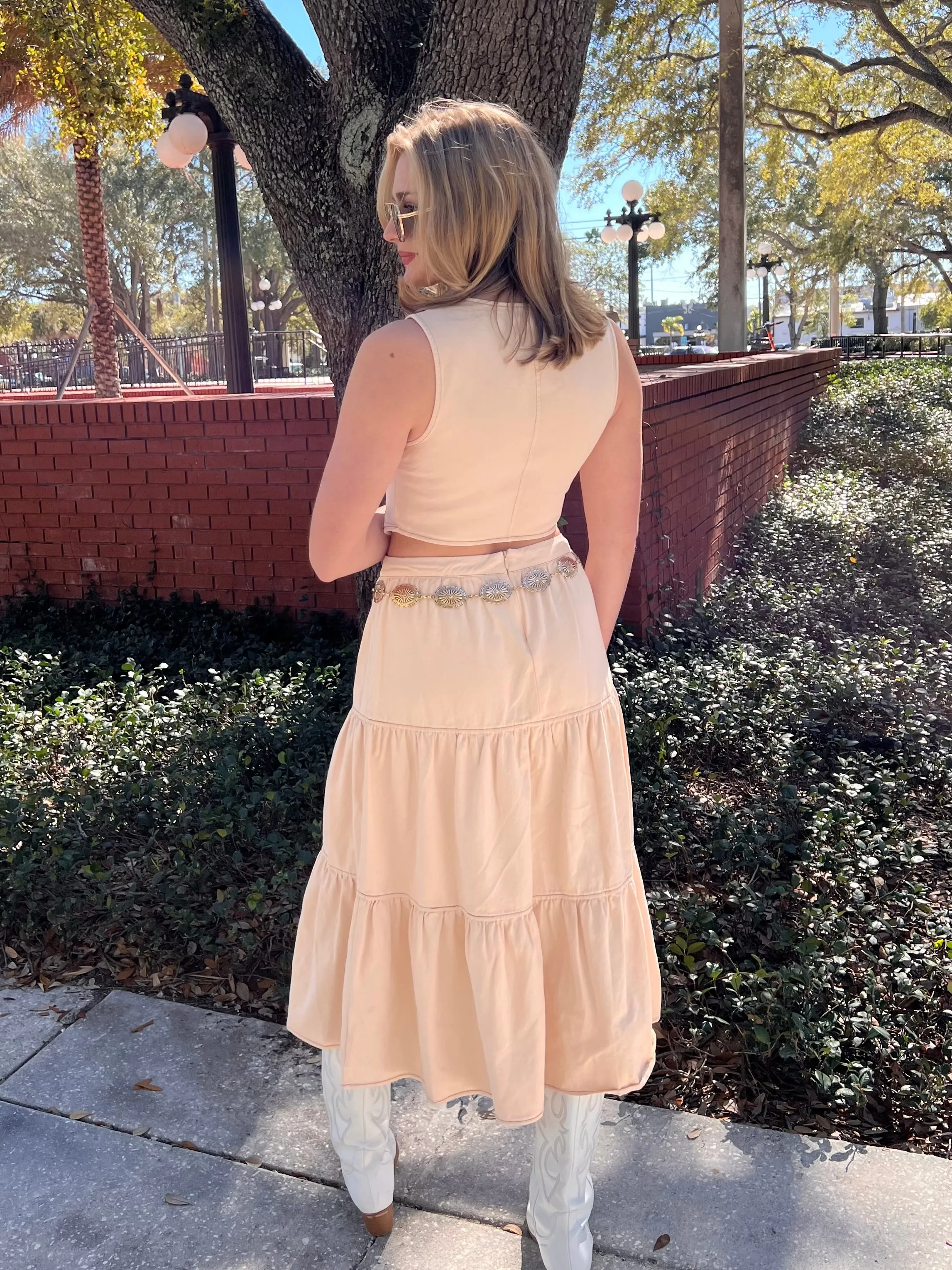 SOLEIL MIDI SKIRT IN CREAM