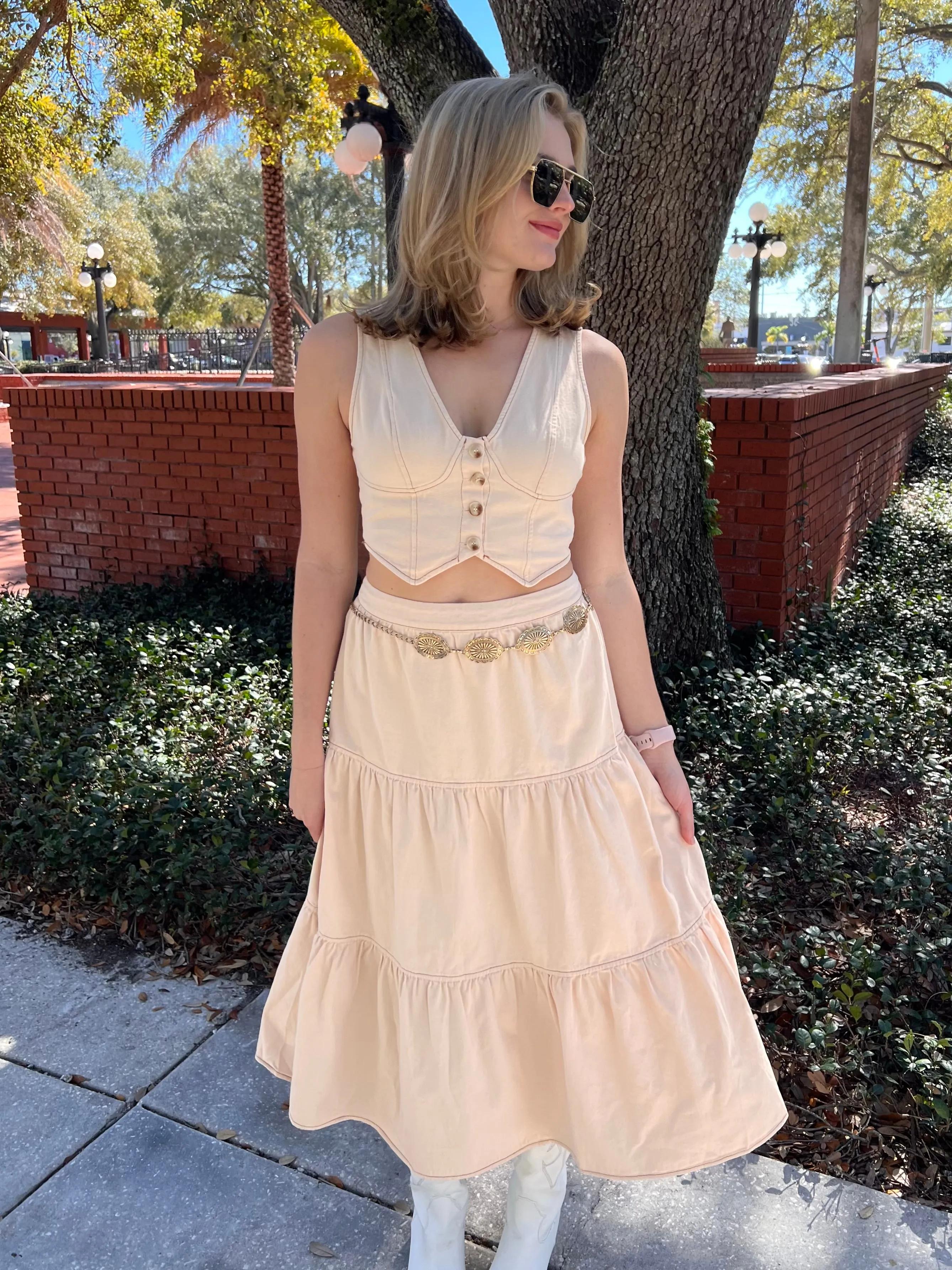 SOLEIL MIDI SKIRT IN CREAM