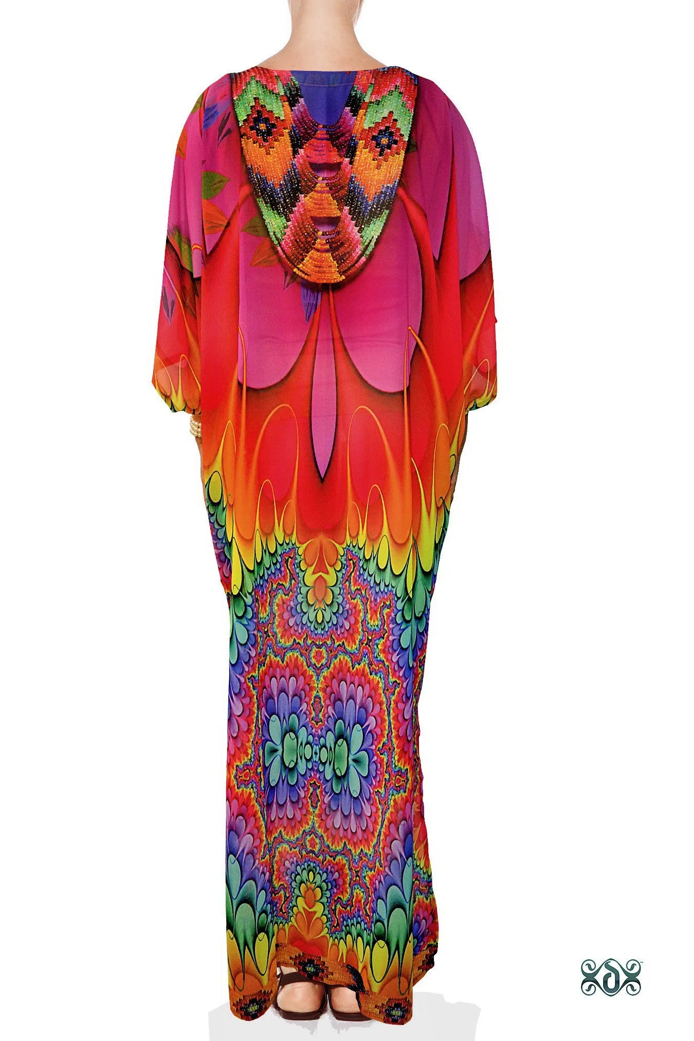 SPECTRUMANIA Dazzling Rainbow Devarshy Georgette Long Kimono Jacket - JK19