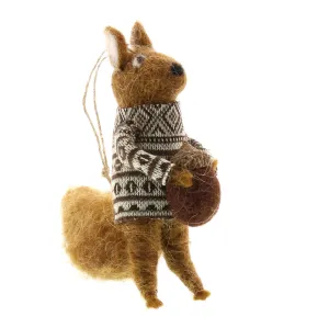 Squirrel with Nut Felt Ornament