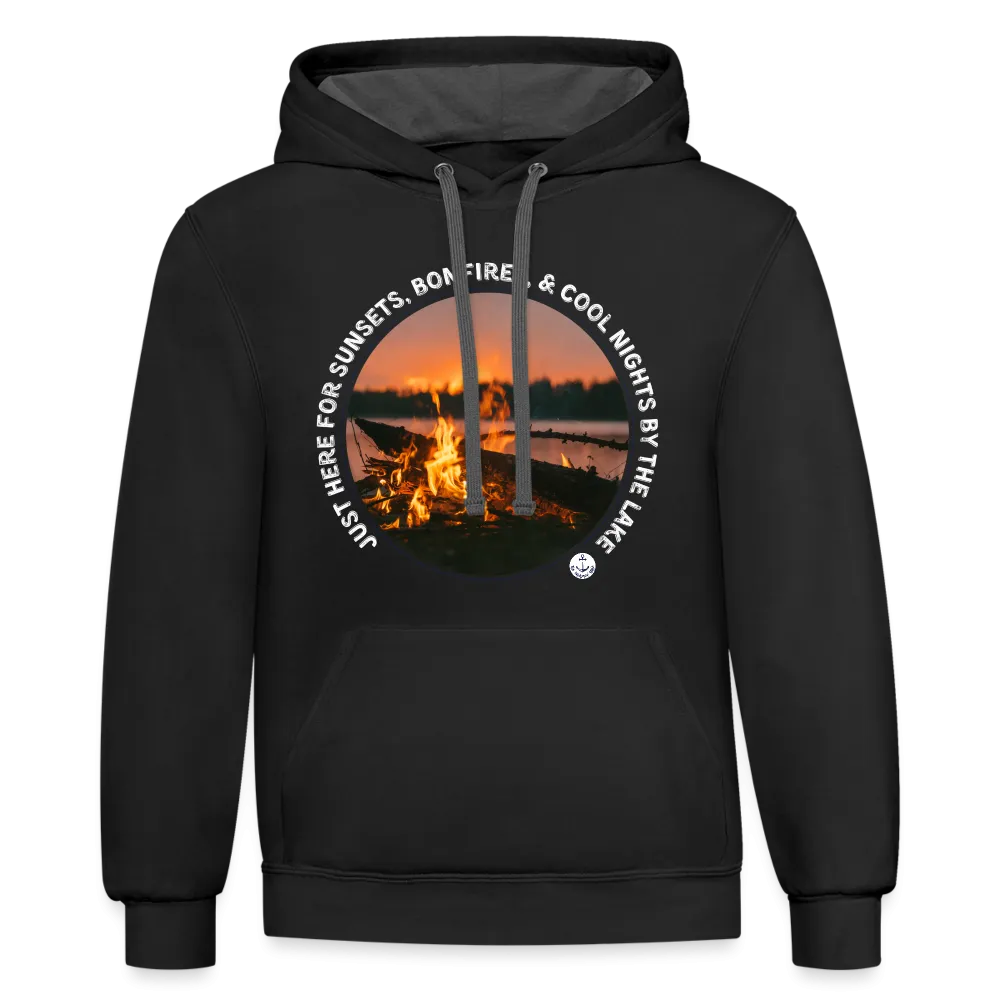 Sunsets & Bonfires Fall Contrast Color Lake Hoodie