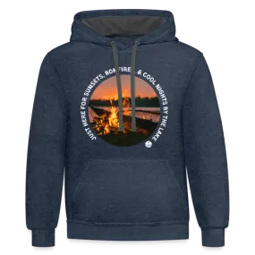 Sunsets & Bonfires Fall Contrast Color Lake Hoodie