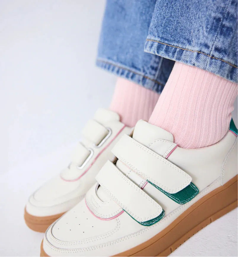 Super Journey Leather Velcro Trainer | Milk