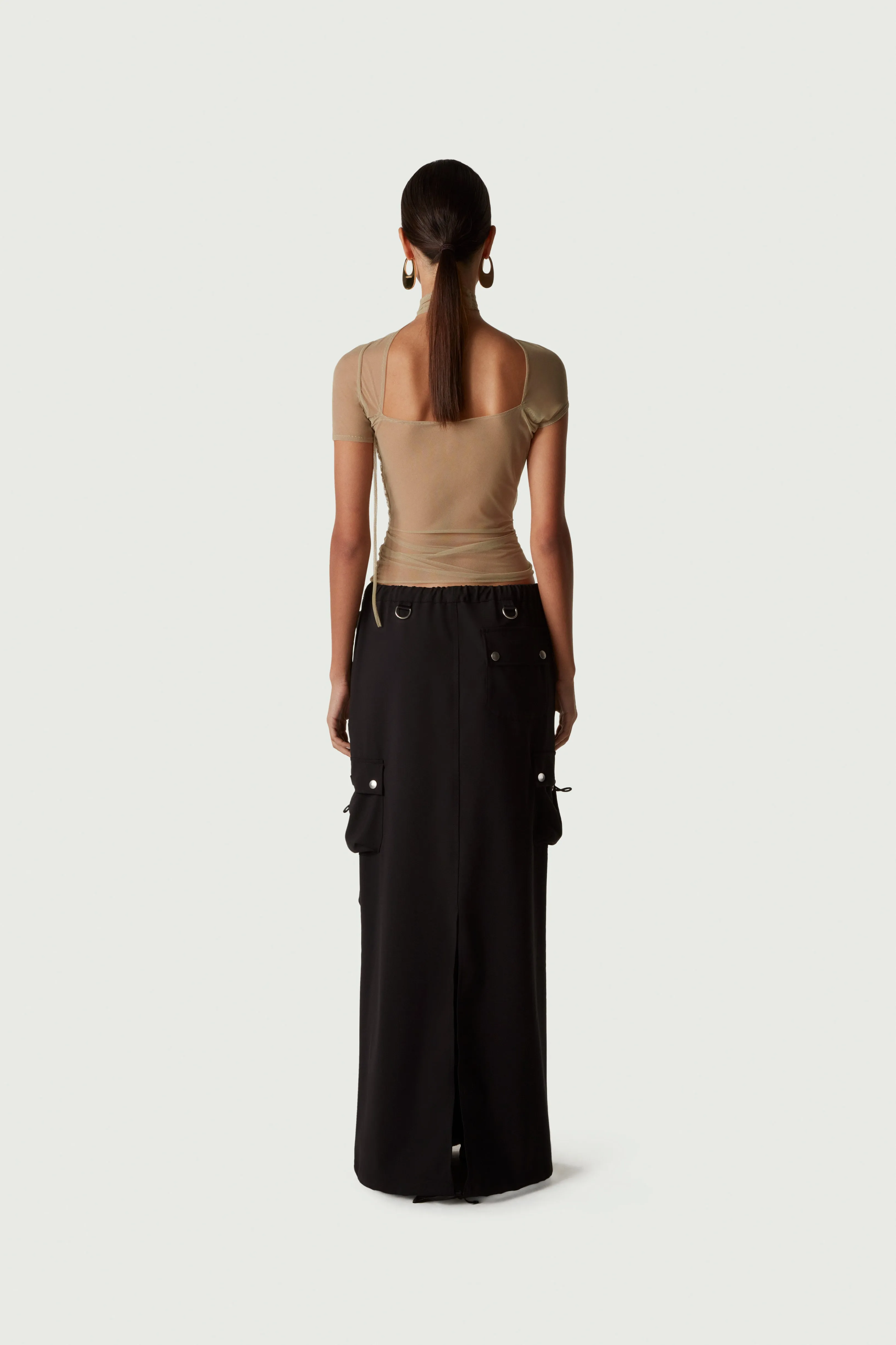 Tailored Cargo Maxi Skirt