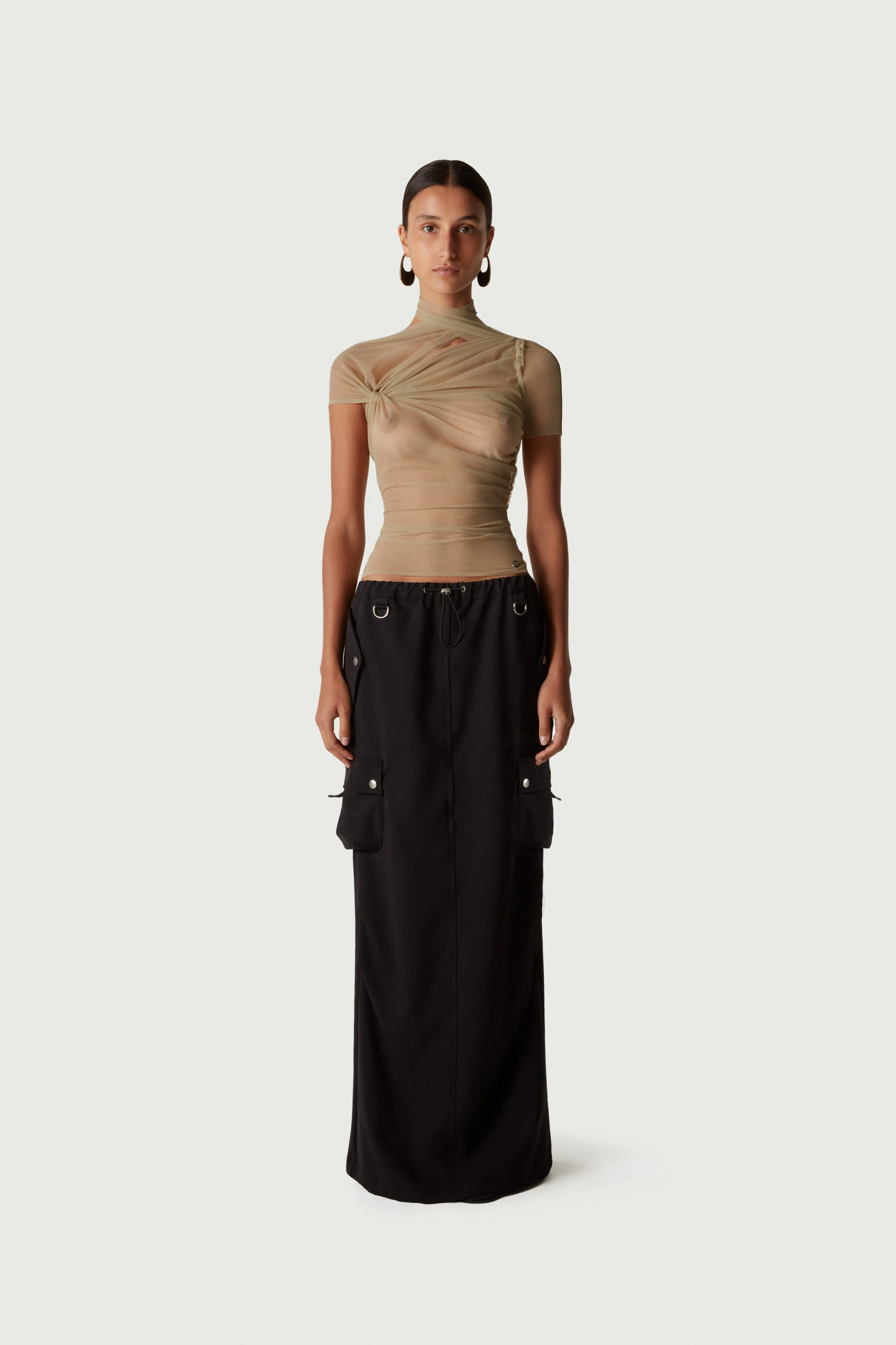 Tailored Cargo Maxi Skirt