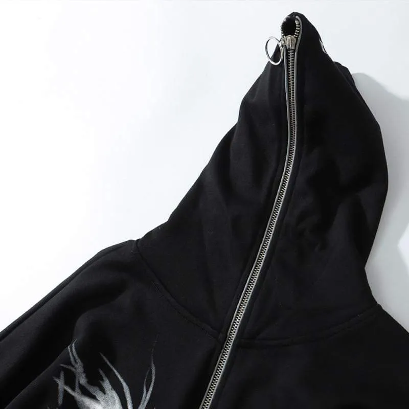 Techwear grunge black hoodie