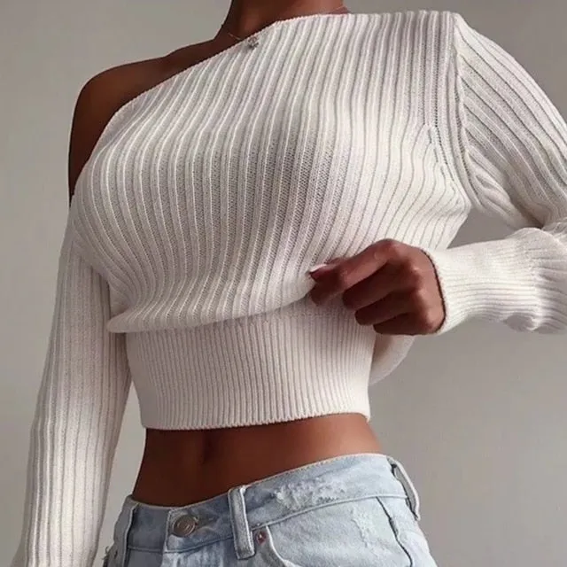 TEEK - Off Shoulder Crop Sweater