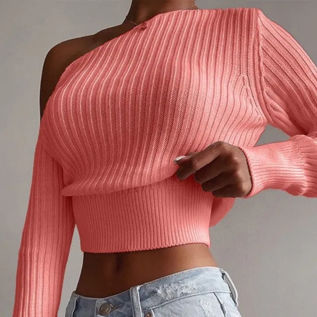 TEEK - Off Shoulder Crop Sweater