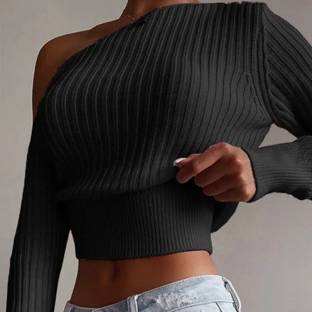 TEEK - Off Shoulder Crop Sweater