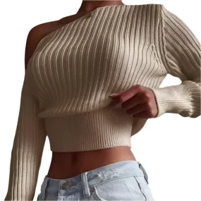 TEEK - Off Shoulder Crop Sweater