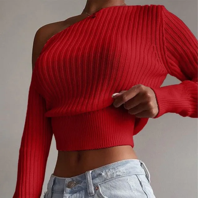 TEEK - Off Shoulder Crop Sweater