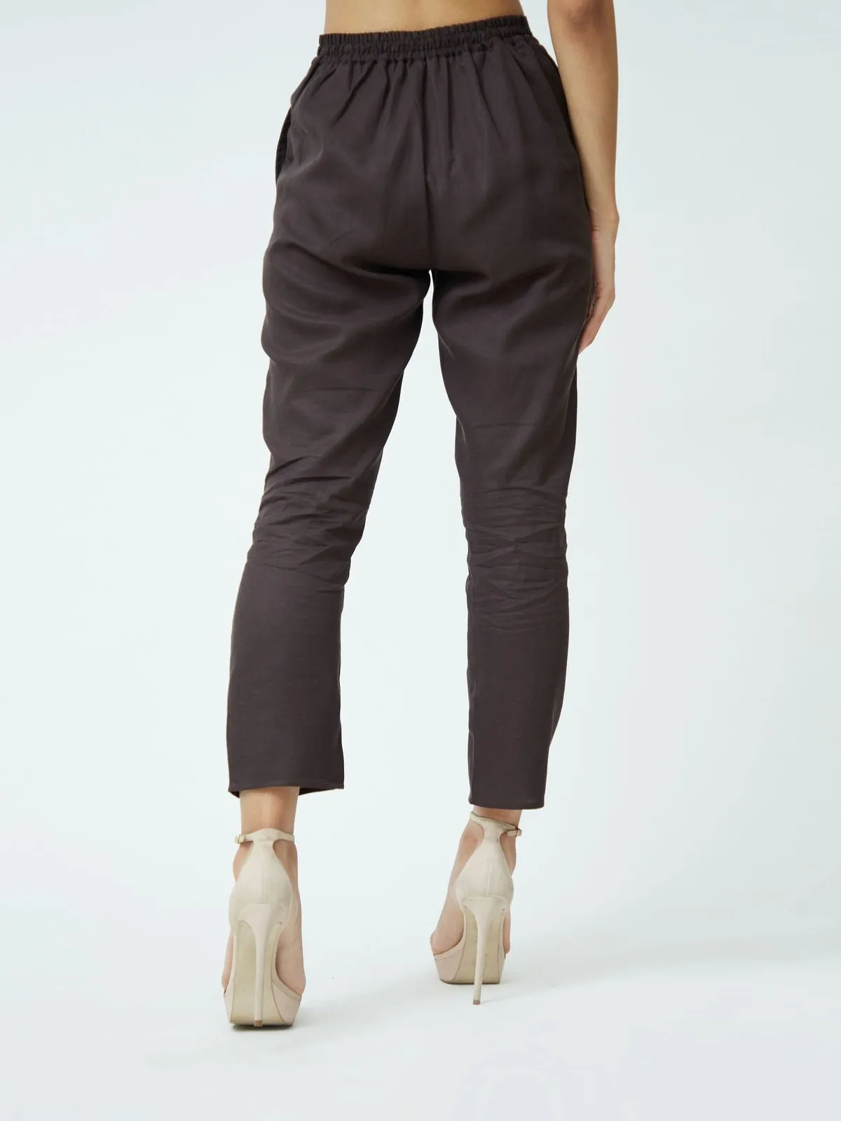 Tencel Solid Tunic with Tapered Leg Trousers Co-ord Set