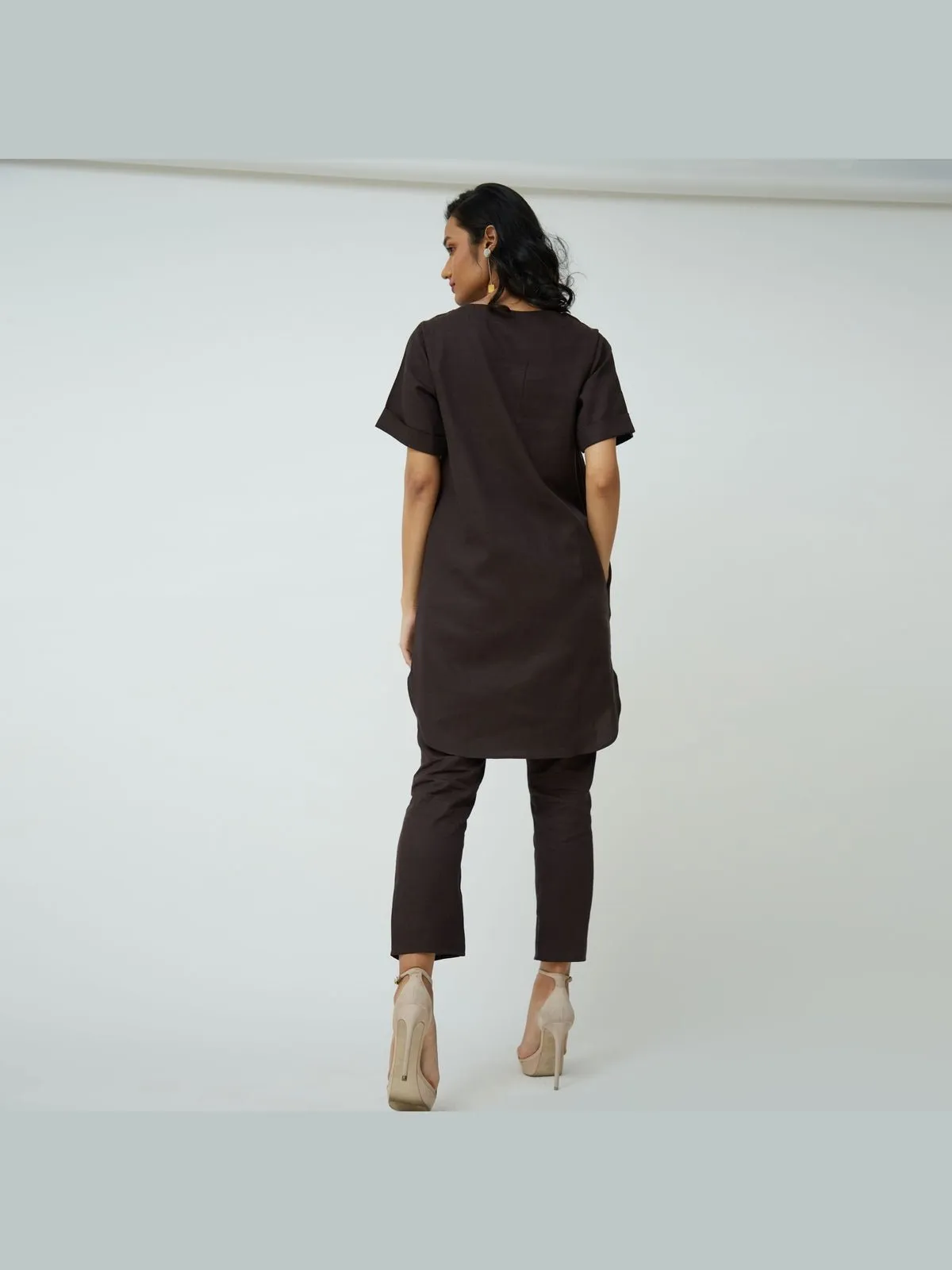 Tencel Solid Tunic with Tapered Leg Trousers Co-ord Set